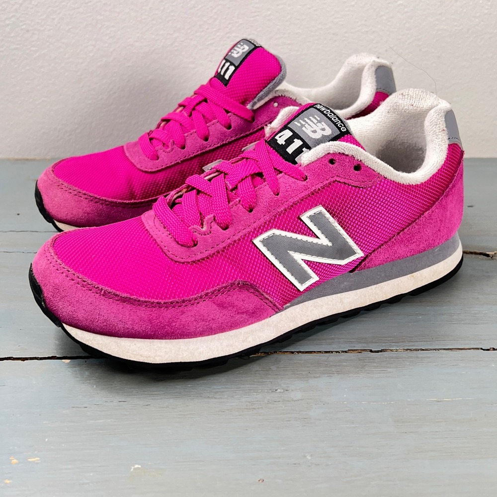 New Balance 411 Womens Sneakers Pink Suede Mesh Running Shoes WL411AAG Size 7 - Picture 4 of 13